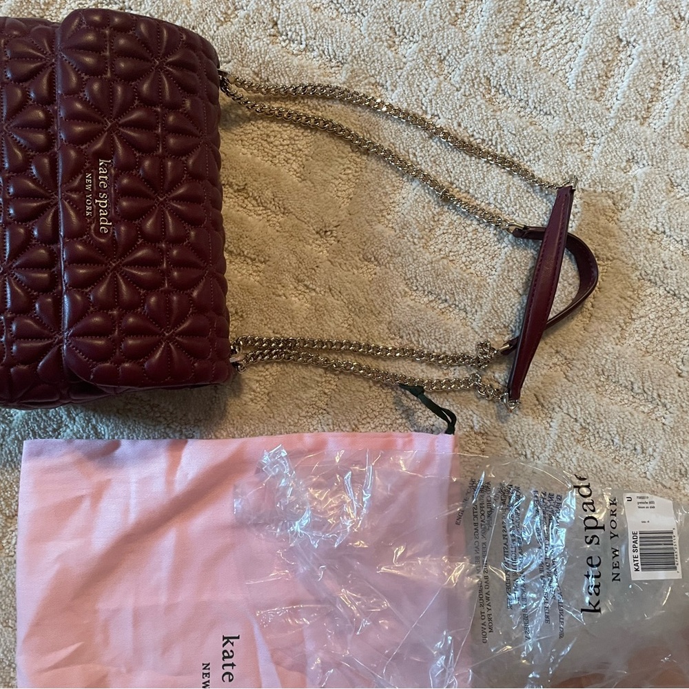 Kate Spade purse bag leather maroon quilted - Picture 3 of 7